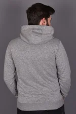 Gri Double Face Kapüşonlu Sweatshirt