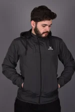 Gri Fermuarlı ve Cepli İç Astarlı Yağmurluk