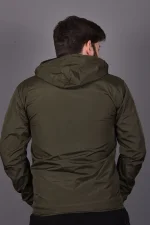 Haki Fermuarlı ve Cepli İç Astarlı Yağmurluk