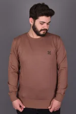 Kahve Likralı Konpak Penye Kumaş Sweat