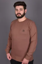Kahve Likralı Konpak Penye Kumaş Sweat