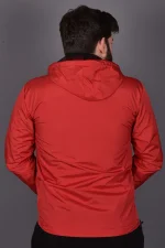 Kırmızı Fermuarlı ve Cepli İç Astarlı Yağmurluk