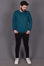 Koyu Yeşil Likralı Konpak Penye Kumaş Sweat