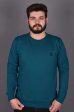 Koyu Yeşil Likralı Konpak Penye Kumaş Sweat