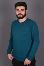 Koyu Yeşil Likralı Konpak Penye Kumaş Sweat