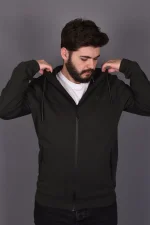 Antrasit Double Face Kapüşonlu Hırka