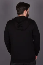 Siyah Double Face Kapüşonlu Hırka