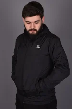 Siyah Fermuarlı ve Cepli İç Astarlı Yağmurluk