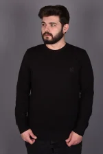 Siyah Likralı Konpak Penye Kumaş Sweat