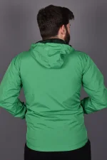 Yeşil Fermuarlı ve Cepli İç Astarlı Yağmurluk