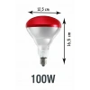 100W Kızılötesi (infrared) Isıtıcılı Hayvan Isıtma ve Kuluçka Lambası (Kırmızı Işık) E27 (Kalın Duy)
