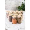 12 Lü Set Bambu Kapaklı Cam Kavanoz & Erzak Saklama Kabı 800 ml Orta  Boy ( Vakum Kapak )