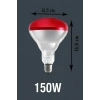 150W Kızılötesi (infrared) Isıtıcılı Hayvan Isıtma ve Kuluçka Lambası (Kırmızı Işık) E27 (Kalın Duy)