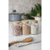 3 Lü Set Bambu Kapaklı Cam Kavanoz & Erzak Saklama Kabı 800 ml Orta  Boy ( Vakum Kapak )