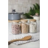 3 Lü Set Bambu Kapaklı Cam Kavanoz & Erzak Saklama Kabı 800 ml Orta  Boy ( Vakum Kapak )