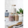 3 Lü Set Bambu Kapaklı Cam Kavanoz & Erzak Saklama Kabı 800 ml Orta  Boy ( Vakum Kapak )