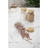 3 Lü Set Bambu Kapaklı Cam Kavanoz & Erzak Saklama Kabı 800 ml Orta  Boy ( Vakum Kapak )