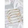 316L Çelik Gold Renk 65 mm Ajda Zikzak Model 3lü Kadın Bileklik