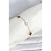 316L Çelik Gold Renk Siyah Beyaz Baby Yonca Model Kadın Bileklik
