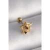 316L Çelik Gold Renk Siyah Zirkon Taş Detay Örümcek Ağ Model Tragus Piercing