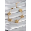 316L Çelik Gold Renk Yonca Model İşleme Detay Kadın Bileklik