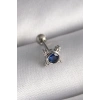 316L Çelik Gümüş Renk Mavi Zirkon Taşlı Tragus Piercing