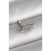316L Çelik Gümüş Renk Zirkon Taşlı Dal Tragus Piercing