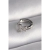 316L Çelik Gümüş Renk Zirkon Taşlı Kurdele Model Tragus Piercing