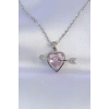 316L Çelik Zincir Gümüş Renk Pembe Zirkon Taşlı Eros Kolye