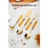 5 Parça Gold Servis Seti & Servis Sunum Seti Amber ( Kepçe / Kevgir / Sıpatula / Çatal / Kaşık )
