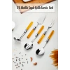 5 Parça Platin Servis Seti & Servis Sunum Seti Amber ( Kepçe / Kevgir / Sıpatula / Çatal / Kaşık )