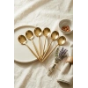 6lı Lüks Gold Paslanmaz Çelik Tatlı Kaşığı Seti (16 cm)