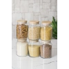 6 Lı Set Bambu Kapaklı Cam Kavanoz & Erzak Saklama Kabı 800 ml Orta  Boy ( Vakum Kapak )