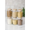 6 Lı Set Bambu Kapaklı Cam Kavanoz & Erzak Saklama Kabı 800 ml Orta  Boy ( Vakum Kapak )