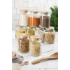 9 Lu Set Bambu Kapaklı Cam Kavanoz & Erzak Saklama Kabı 800 ml Orta  Boy ( Vakum Kapak )
