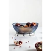Akrilik Barok Lacivert Büyük Oval Meyve & Salata Kasesi & Karıştırma Kabı / 3,3 Lt  (CAM DEĞİLDİR)