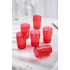 Akrilik Kırmızı 6lı Kısa Bardak & Su Meşrubat Kahve Yanı Bardağı 400 ml ( Cam Değildir )