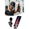 BiiShe® Type C Uyumlu İphone Dönüştürücülü Kablosuz Yaka Mikrofonu Android ve İphone Uyumlu Mini Mikrofon