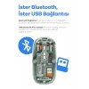 Bluetooth USB Çift Modlu Sessiz Mouse, Şeffaf Mıknatıslı Kapaklı, Type-C Şarjlı, DPI Ayarlı, Kablosuz 10m Çekim Mesafeli, Masaüstü Kısayol Tuşlu, Taşınabilir Şarjlı Mouse Siyah