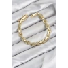 CM Kalın Zincir Model Gold Renk Pirinç Kadın Bileklik