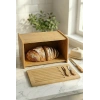 Doğal Bambu Kapaklı Ekmek Kutusu & Doğal Bambu Ekmek Dolabı (23x38x20 cm)