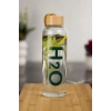 H2o Borosilikat Cam Matara Bambu Vakum Kapaklı Su Şişesi Suluk (Kumaş Kılıf Hediyeli) 600 ML