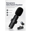 Kablosuz Yaka Mikrofonu Telefon İçin USB-C Lightning Adaptörlü Kompakt Kayıt Cihazı