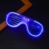 Mavi Led Işıklı Parti Gözlüğü - Neon Glow Şerit Gözlük 3 Modlu