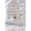 Mey İthalat® 316L Çelik Gold Renk Karışık Mineli El Figür Tarot Kolye