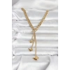 Mey İthalat® 316L Çelik Gold Renk Kelebek Sallantılı Kadın Kolye