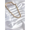 Mey İthalat® 316L Çelik Gold Renk Lazer Kesim Arpa Zincir Model Kadın Kolye