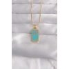 Mey İthalat® 316L Çelik Gold Renk Mavi Mineli Tarot Kolye