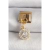 Mey İthalat® 316L Çelik Gold Renk Sallantı Daire Zirkon Taşlı Nomination Charm