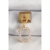 Mey İthalat® 316L Çelik Gold Renk Sallantı Kare Zirkon Taşlı Nomination Charm